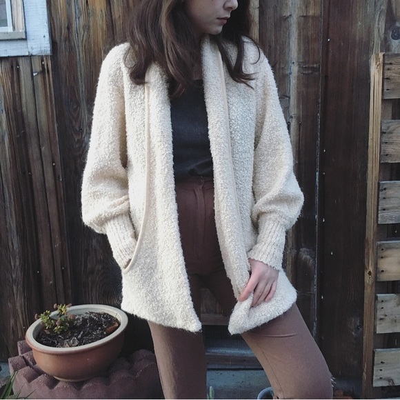 Vintage Sweaters - Vintage chunky knit Boucle oversized sweater coat